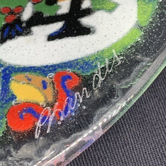 Peggy Karr 12 Days of Christmas Fused Glass Plate 11.25" Signed - Picture 7 of 8